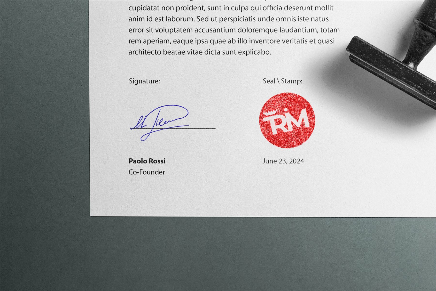 Carta intestata con il timbro dell’officina